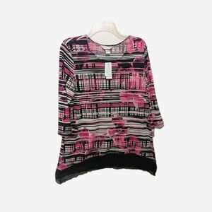 NWT Christopher & Banks Liquid Knit Tunic Top L Artsy Mesh Hem #n1